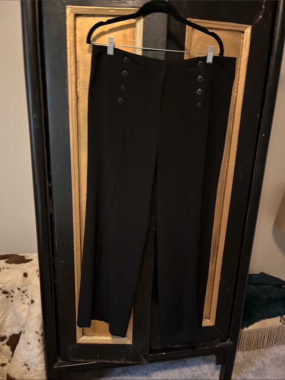 Dalia Collection Black Wide-Leg Sailor-Style Trousers